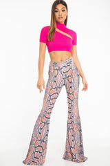 Pink Rib High Neck Crop Top - Talina-Crop Tops
