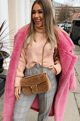 Pink Rib Knit Roll Neck Jumper - Brinna-Jumper