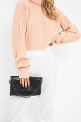 Pink Rib Knit Roll Neck Jumper - Brinna-Jumper