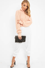 Pink Rib Knit Roll Neck Jumper - Brinna-Jumper