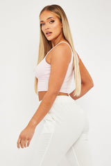 Pink Ribbed Corset Racer Crop Top - Frida-Crop Tops