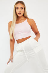 Pink Ribbed Corset Racer Crop Top - Frida-Crop Tops