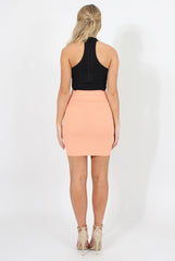 Pink Ribbed Midi Skirt - Rebecca-Skirts