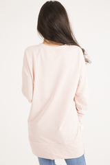 Pink Ribbon Lace Up Dipped Hem Jumper - Wilma-Jumper