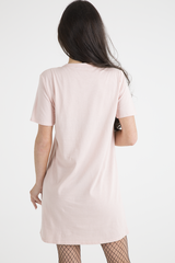 Pink 'Riding In California' Graphic Print Cut Out Pin Detail T-Shirt Dress - Harper-Dresses