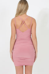 Pink Ruched Side Dress- Alera-Dresses