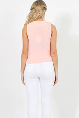 Pink Ruffle Collar V Neck Top - Cassie-Tops