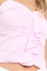 Pink Ruffle Front Cami Top - Alanna-Tops