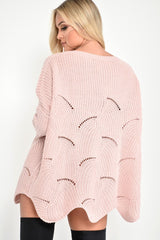 Pink Scallop Hem Knit Jumper - Elyssa-Jumper