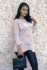 Pink Scallop Hem Knit Jumper - Elyssa-Jumper