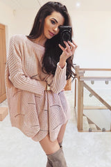 Pink Scallop Hem Knit Jumper - Elyssa-Jumper