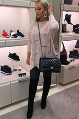 Pink Scallop Hem Knit Jumper - Elyssa-Jumper