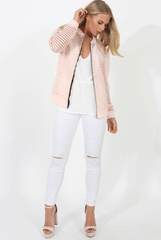 Pink Semi Sheer Bomber Jacket - Chante-Jackets