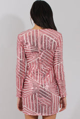 Pink Sequin Bodycon Dress - Rosalie-Dresses