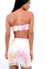 Pink Sequin Boob Tube and Skirt Co ord - Lilia-Skirts