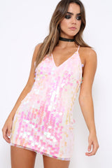 Pink Sequin Slip Dress - Dolce-Dresses