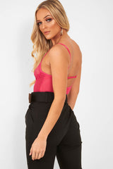 Pink Sheer Lace Bodysuit - Katia-Bodysuits