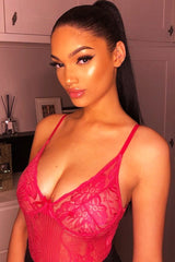 Pink Sheer Lace Bodysuit - Katia-Bodysuits