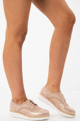 Pink Shimmer Brogue Style Trainers - Hannah-Trainers