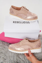 Pink Shimmer Brogue Style Trainers - Hannah-Trainers
