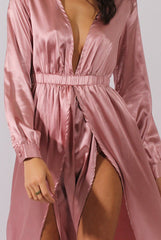 Pink Silk Overlay Bodysuit Maxi Dress - Rochelle-Bodysuits