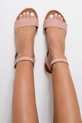 Pink Simple Ankle Strap Sandals -Keicy-Sandals