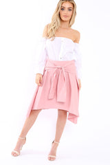 Pink Skirt with Shirt Sleeve Tie - Zorie-Skirts