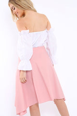 Pink Skirt with Shirt Sleeve Tie - Zorie-Skirts