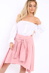 Pink Skirt with Shirt Sleeve Tie - Zorie-Skirts