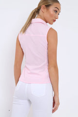 Pink Sleeveless Ruffle Shirt - Samarra-Shirts