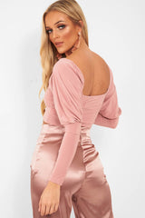 Pink Slinky Off Shoulder Crop Top - Danni-Crop Tops