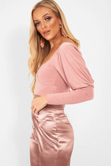 Pink Slinky Off Shoulder Crop Top - Danni-Crop Tops