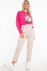 Pink Slogan Photo Print Sweatshirt - Belize-Sweatshirts