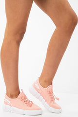 Pink Slogan Tape Toggle Front Chunky Sole Trainers - Byrdie-Trainers