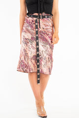 Pink Snake Satin Midi Skirt - Klover-Skirts