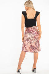 Pink Snake Satin Midi Skirt - Klover-Skirts