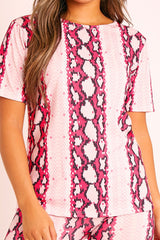 Pink Snake T-shirt Cycling Short Set - Alissandra-Co-ords
