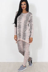 Pink Snakeskin Loungewear Set-Claudia-Loungewear