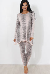 Pink Snakeskin Loungewear Set-Claudia-Loungewear