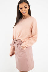 Pink Soft Knit Asymmetric Hem Jumper - Francia-Jumper
