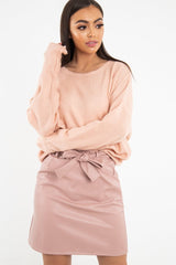 Pink Soft Knit Asymmetric Hem Jumper - Francia-Jumper