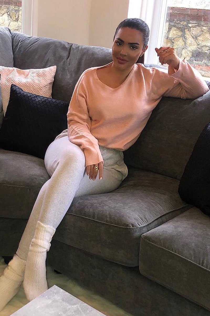 Pink Soft Knit Asymmetric Hem Jumper - Francia-Jumper