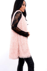 Pink Soft Shaggy Gilet - Niamh-Jackets