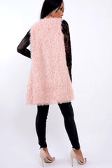 Pink Soft Shaggy Gilet - Niamh-Jackets