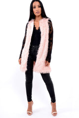 Pink Soft Shaggy Gilet - Niamh-Jackets