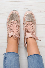 Pink Sparkle Cut Out Trainers - Capri-Trainers