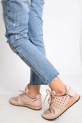 Pink Sparkle Cut Out Trainers - Capri-Trainers