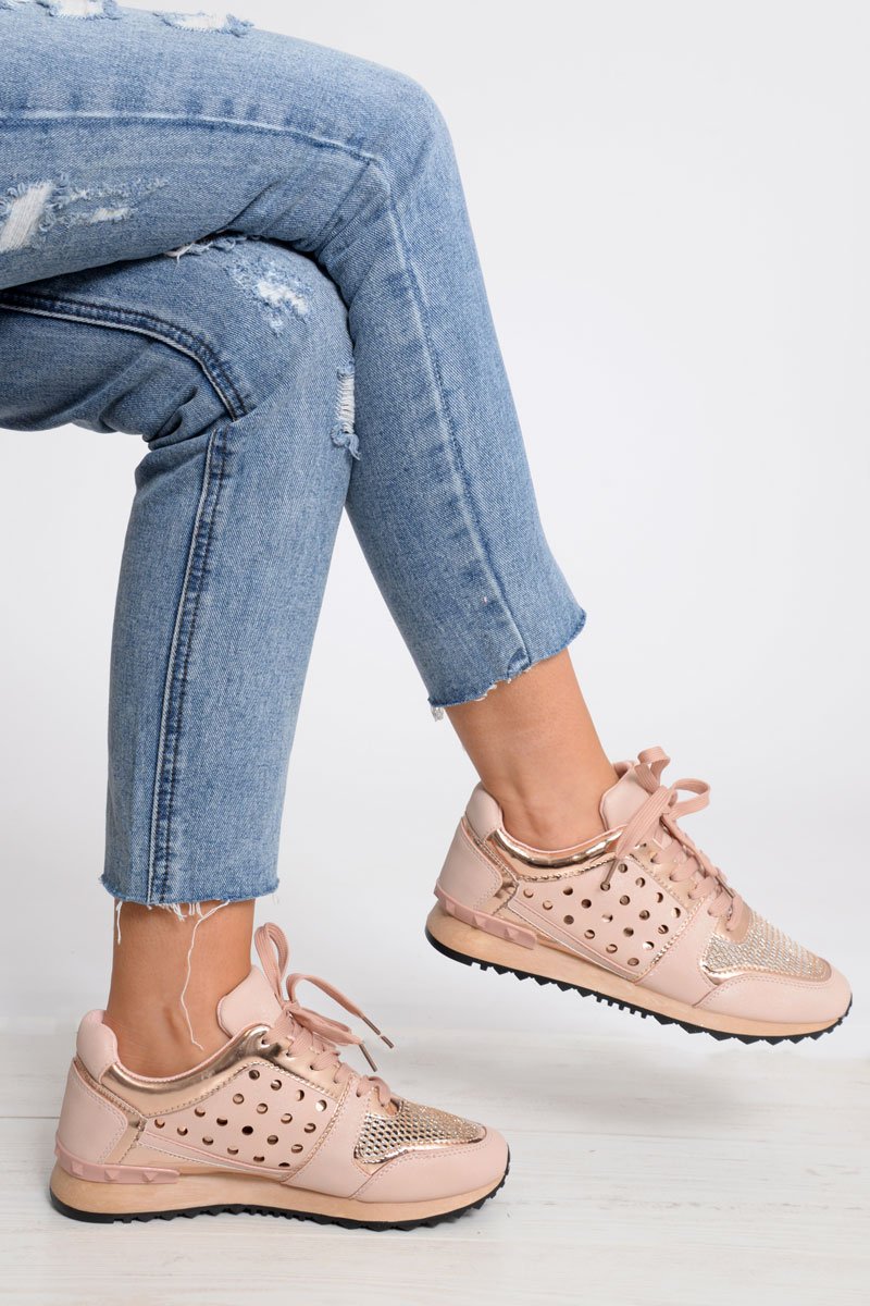 Pink Sparkle Cut Out Trainers - Capri-Trainers