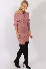 Pink Sparkle Knit Bardot Jumper Dress - Kasey-Jumper