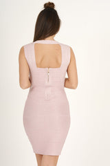 Pink Sparkly Bandage Midi Dress - Libby-Dresses